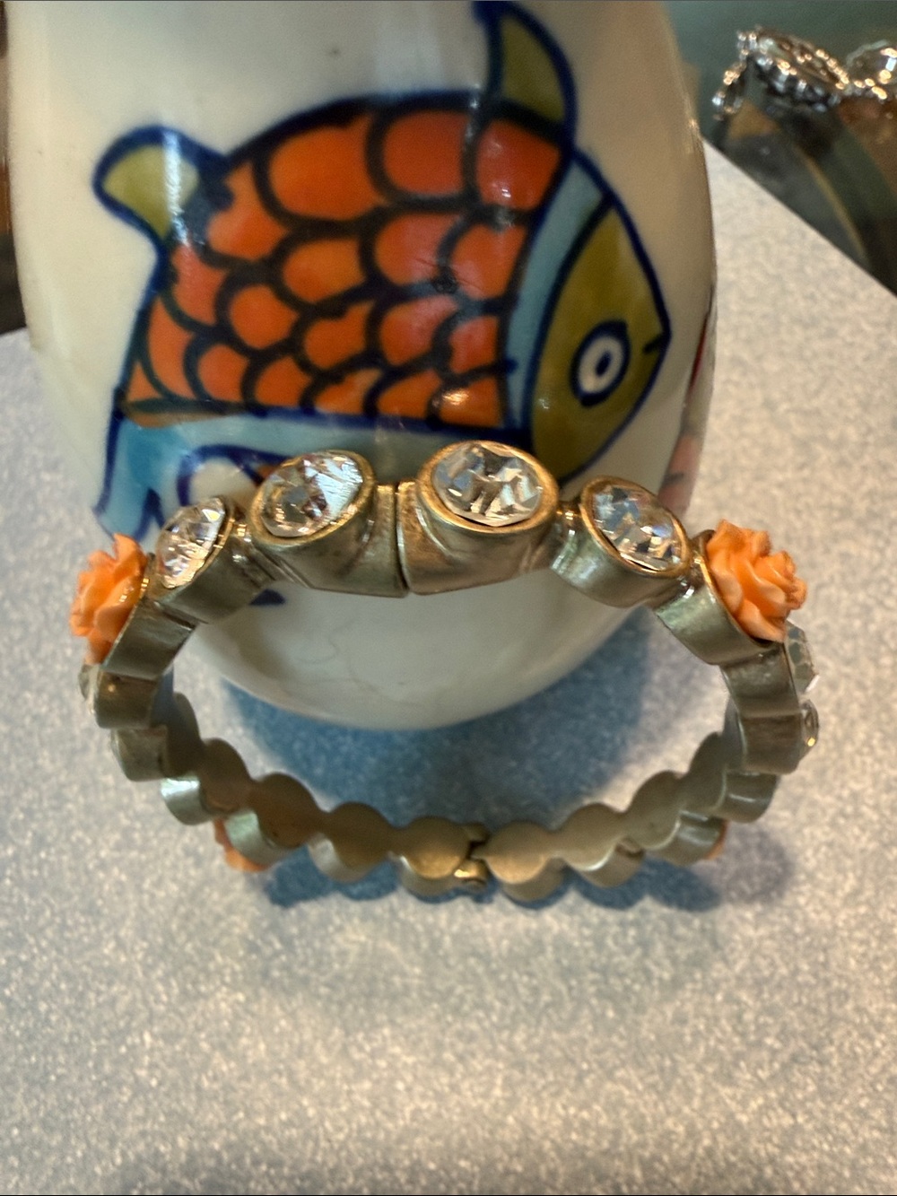 FAUX diamond and rose spring bracelet